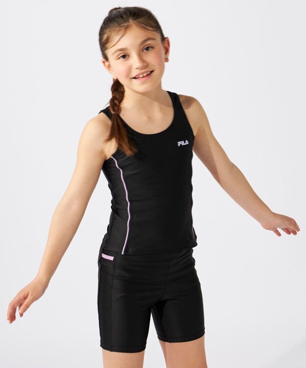 OP／FILA 【FILA】スクールタンキニ水着 ブラック×パープル