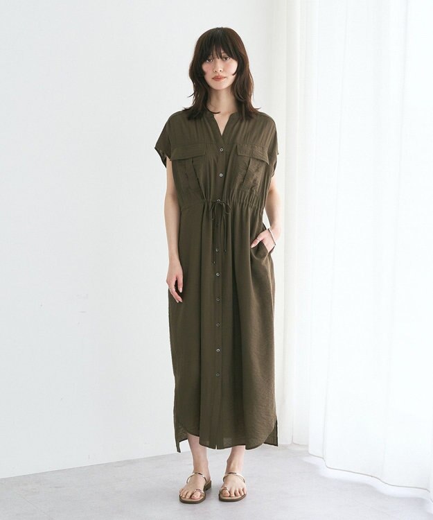 YECCA VECCA ミリタリースキッパーシャツワンピース Khaki