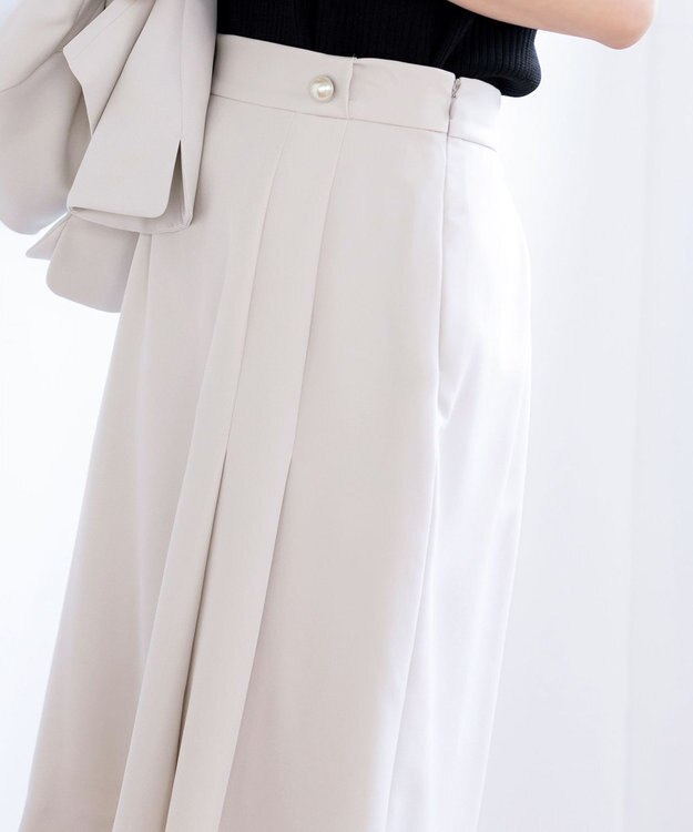 Tiaclasse 【ダブルクロス・洗える】アシンメトリープリーツスカート グレージュ