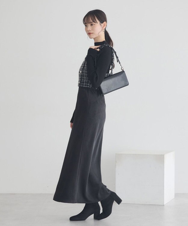 earth music&ecology ハイネックリブニットプルオーバー Black