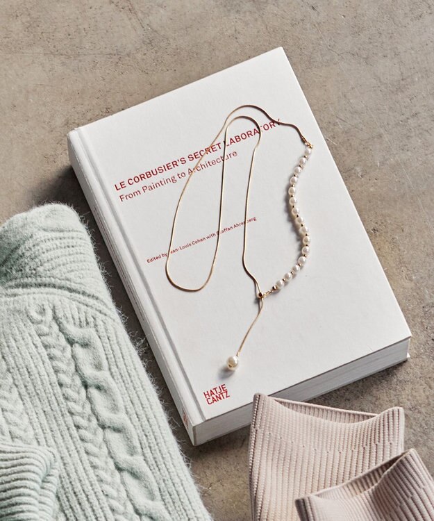 ANY SIS フェイクパールラリエット ネックレス ライトゴールド