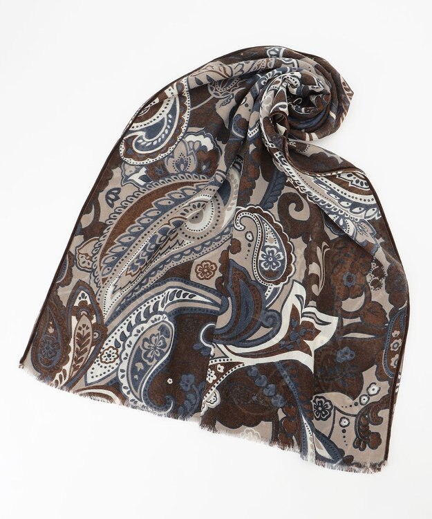 JOSEPH ABBOUD 【CAMERUCCI ARCHIVIO】ボタニカルプリント ストール ダークブラウン系6