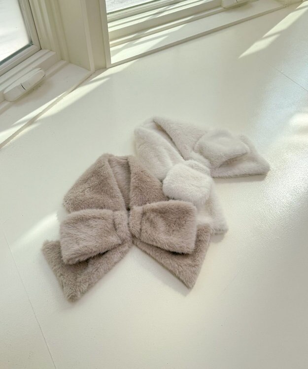 Feroux リボンファー ティペット ベージュ系