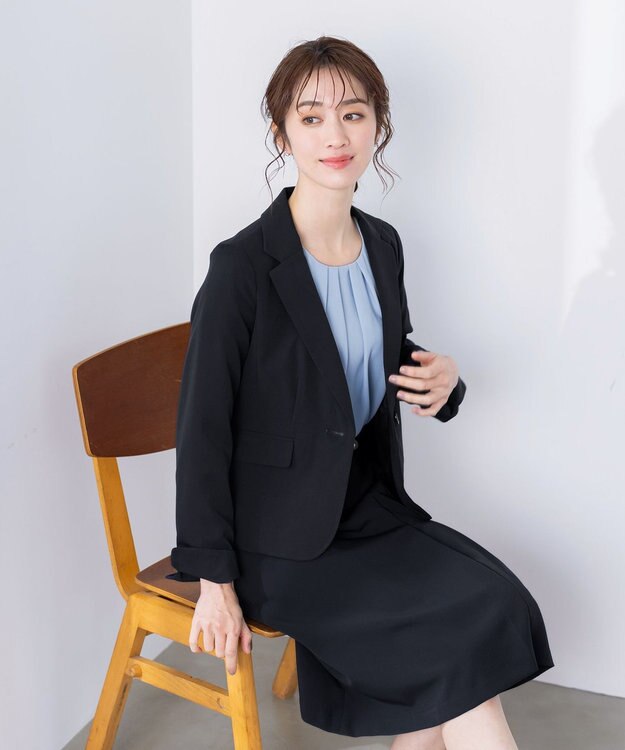 Tiaclasse 【ダブルクロス・洗える】アシンメトリープリーツスカート ブラック