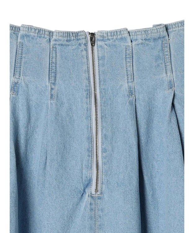 earth music&ecology フロントジップタックフレアスカート Light Indigo