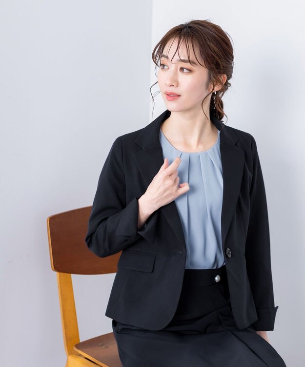 Tiaclasse 【ダブルクロス・洗える】アシンメトリープリーツスカート ブラック