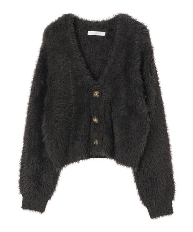 Green Parks ・Ｐｅｔｉｔ　Ｆｌｅｕｒ　シャギーニットカーディガン Charcoal Gray