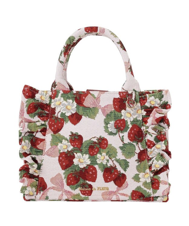 Maison de FLEUR いちごゴブランフロントフリルバッグ Red