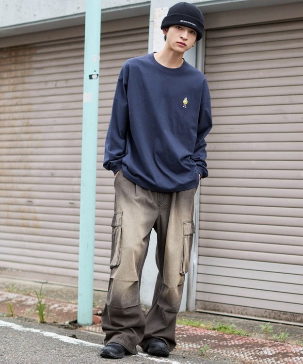 WEGO 【ユニセックス着用ITEM/MLサイズ展開】別注BENDAVISワンポイントT（LS） ネイビー