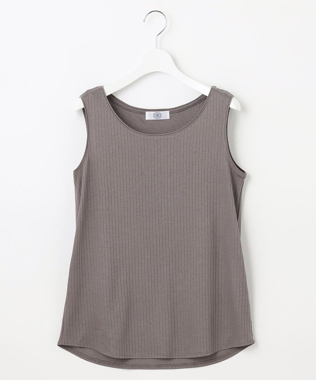 J.PRESS LADIES コットンリブ ノースリーブ カットソー ブラウン系