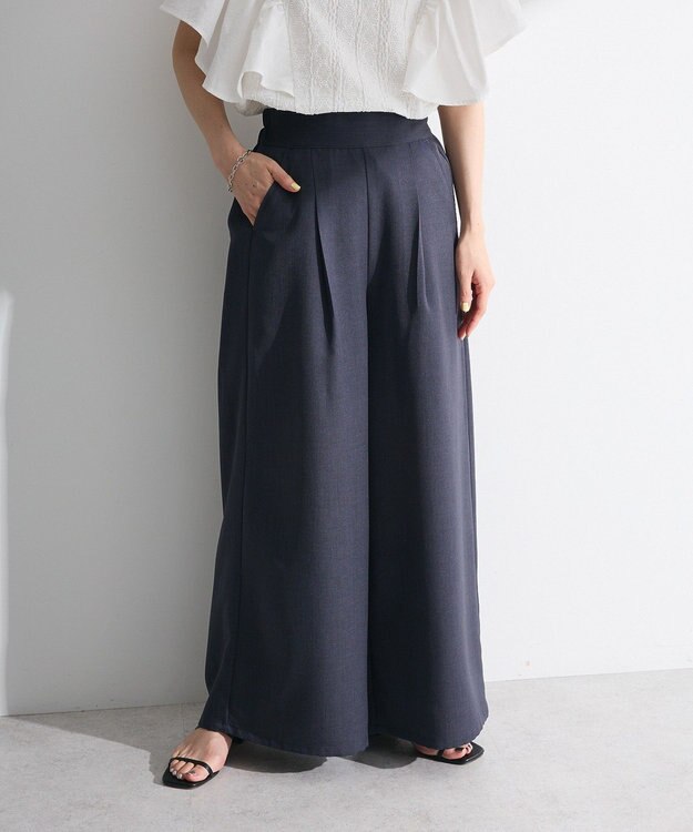 Green Parks ・ＥＬＥＮＣＡＲＥ　ＤＵＥ　リネンライクワイドパンツ Charcoal Gray