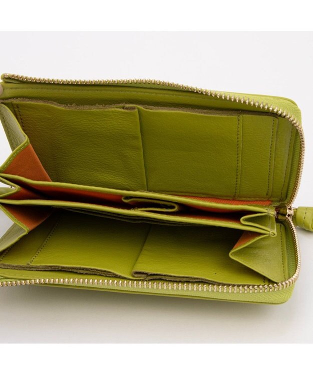 UNBILLION ペルケ perche / ドット型押しL字ロングストラップウォレット グリーン