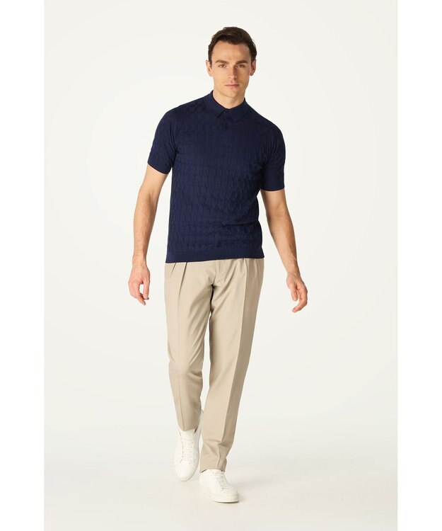 DAKS John Smedley for DAKS ハウスチェックポロシャツ ネイビー
