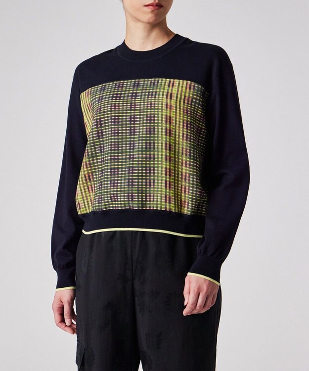 Paul Smith 【洗える】Check コンビ ニット ネイビー