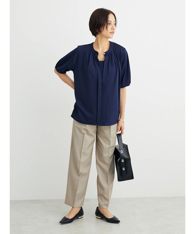 Green Parks BEST PRICE  ２ＷＡＹタック５分袖ブラウソー Dark Navy