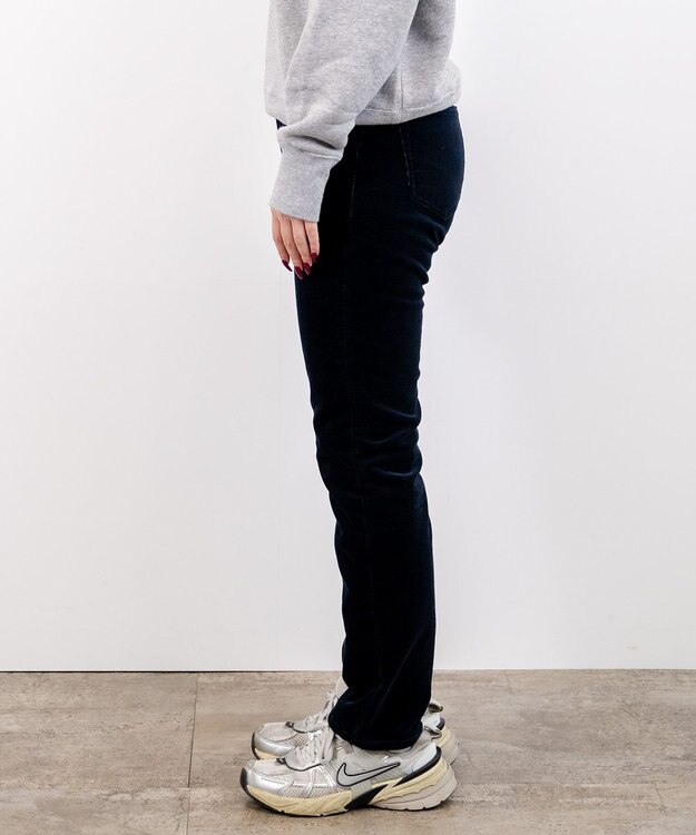caqu スリムストレート 裏起毛コーデュロイパンツ navy
