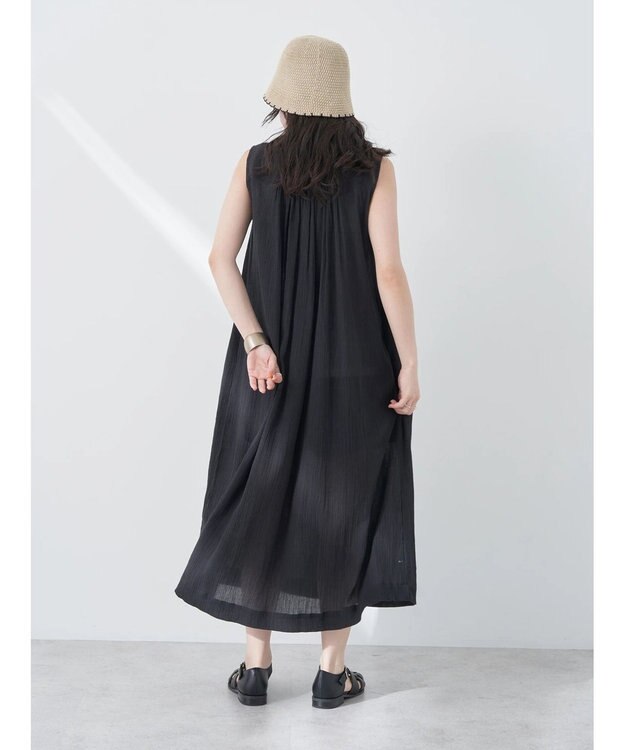 earth music&ecology ノースリーブギャザーワンピース Black