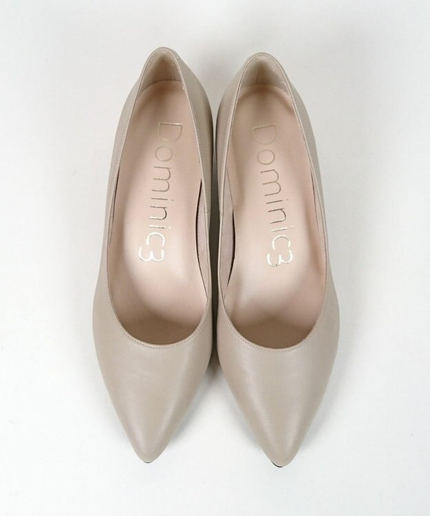 Dominic3 晴雨兼用 ポインテッド レザーパンプス ベージュ