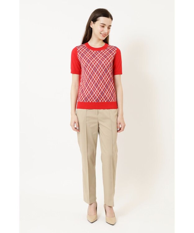 DAKS チェックジャカードプルオーバー レッド