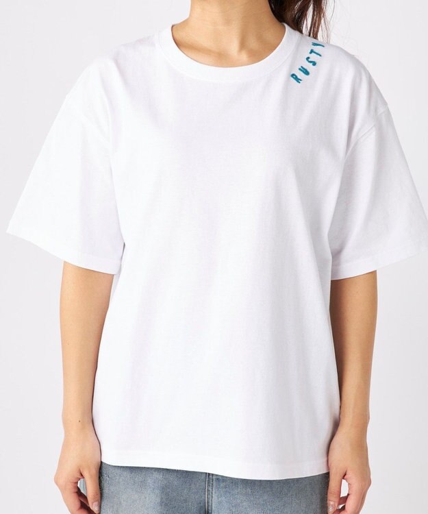 OP／FILA 【RUSTY】ニコちゃん×刺しゅう半袖Tシャツ ホワイト×ブルー