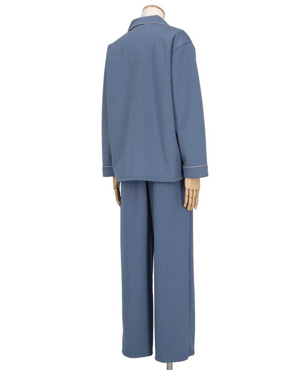 une nana cool 【綿混】ハイゲージダブルエアー メンズ長袖開襟 MADE WITH LIBERTY FABRIC ブルー