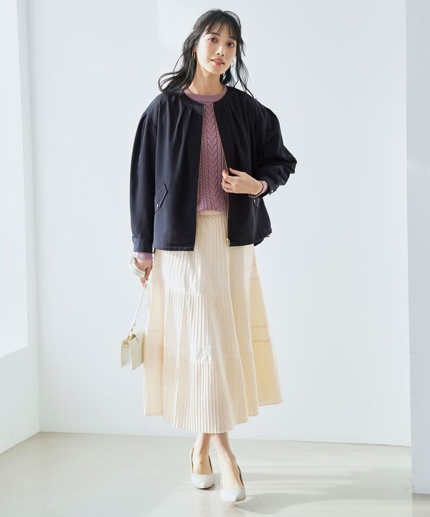 ANY SIS L プリーツ切替 スカート アイボリー