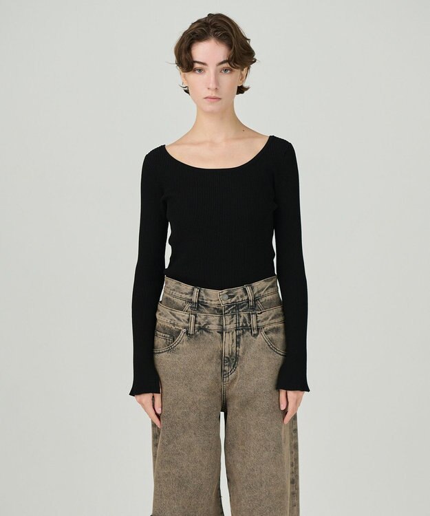 GRACE CONTINENTAL リブニットトップ ブラック