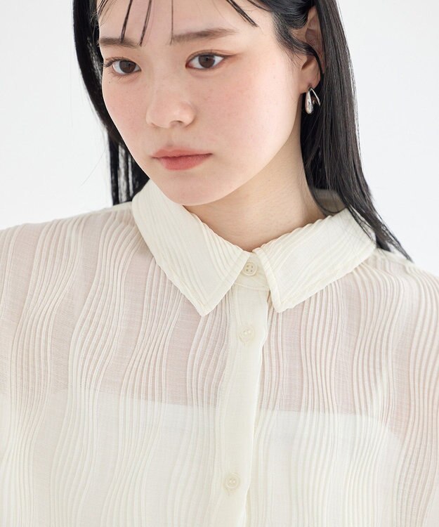 earth music&ecology ランダムプリーツシャツ Off White