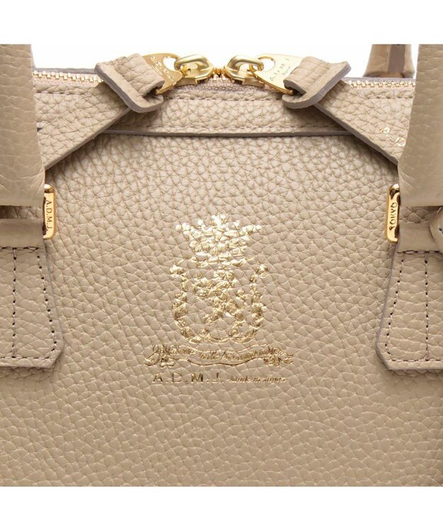 A.D.M.J. 【牛革】　ファスナーボストン ベージュ