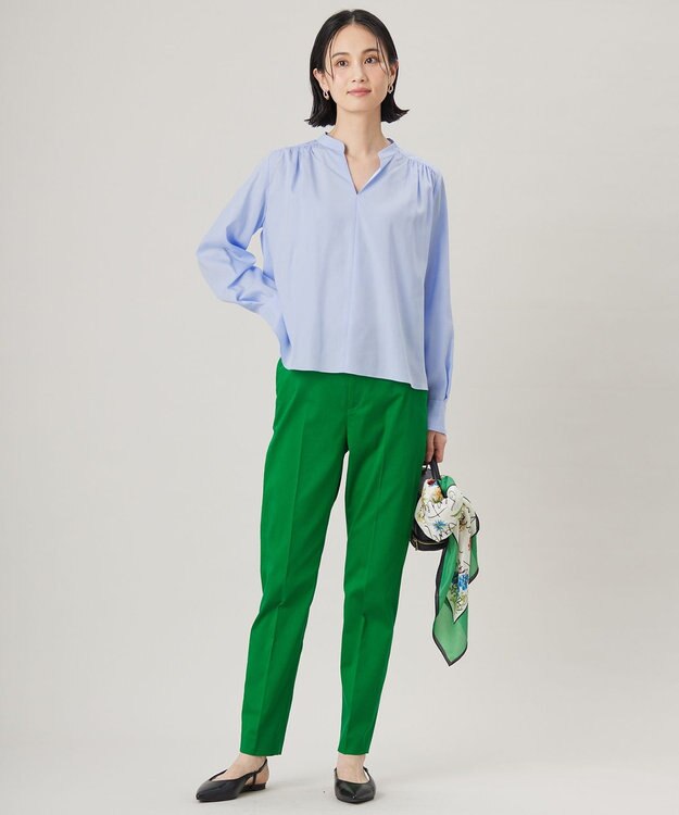 自由区 S 【UVカット・接触冷感・洗える】コットンサテンテーパード パンツ グリーン