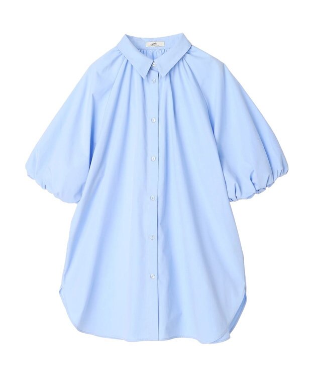 earth music&ecology パフスリーブチュニックブラウス Sax