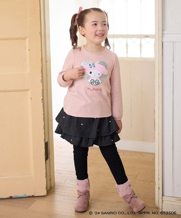 ANY KIDS 【any FAM×サンリオキャラクターズ】ミラクルスパンコール長袖Tシャツ ピンク×マイメロディ