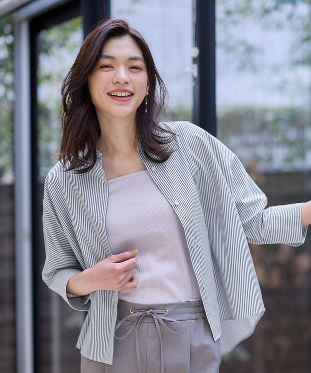 ANY L 【UVカット/抗菌防臭/速乾/手洗い可】エニィファンクション ストライプドルマンシャツ ブルーロンスト