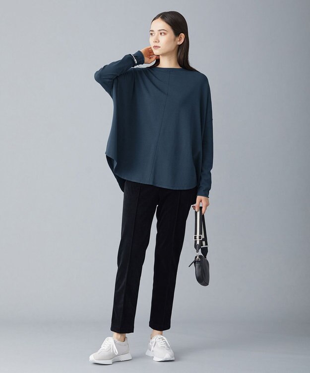 ICB 【洗える】 コーデュロイ テーパードパンツ ブラック系