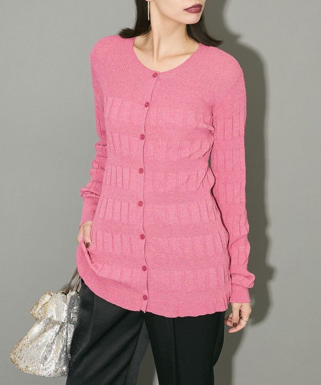 Green Parks プリーツニットカーディガン Dark Pink