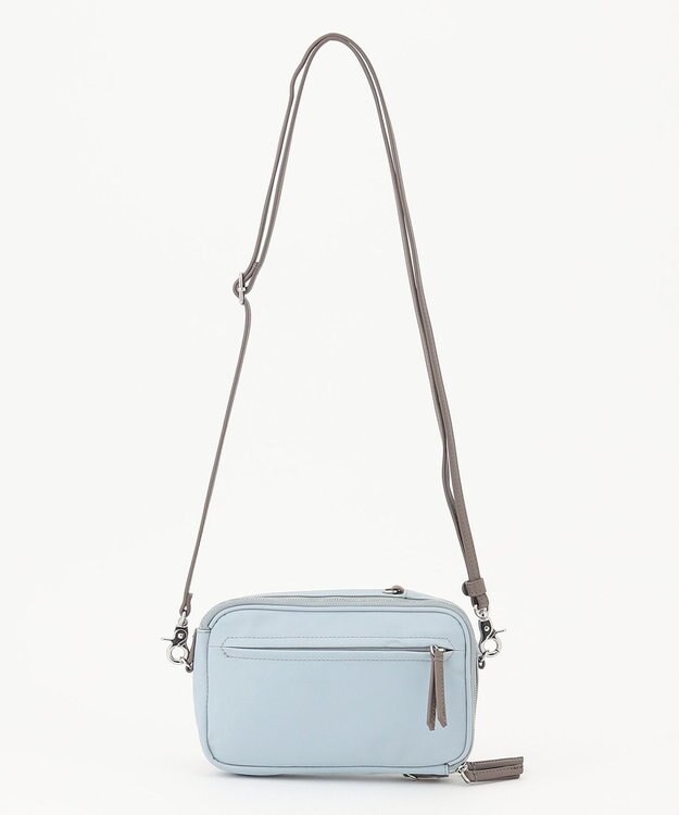 Y'SACCS ナイロン×リサイクルレザー　コンビマルチポシェット ライトブルー