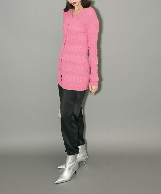 Green Parks プリーツニットカーディガン Dark Pink