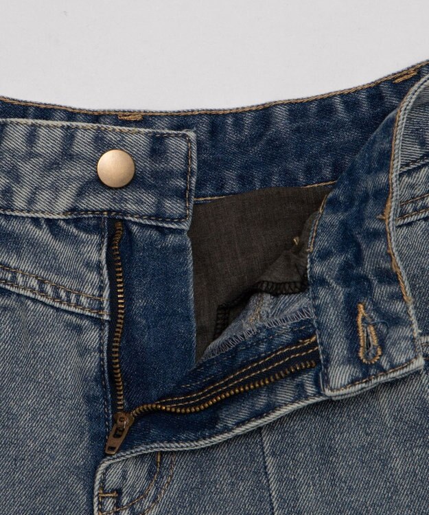 WEGO ベルト付きウォッシュドデニムミニスカパン デニム淡色