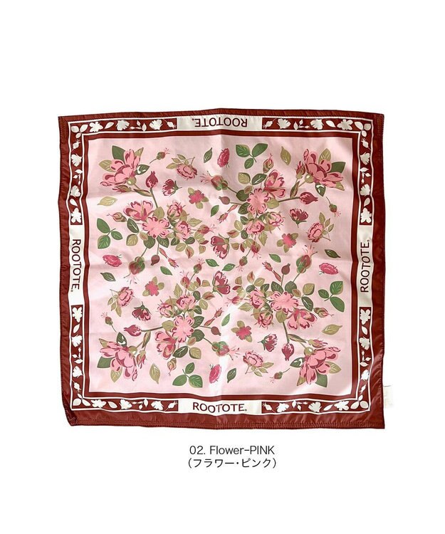 ROOTOTE 3664【エコバッグになるチャームトート】LT.トール.スカーフ-A 02：フラワー・ピンク