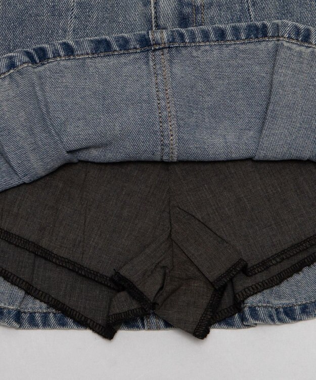 WEGO ベルト付きウォッシュドデニムミニスカパン デニム淡色