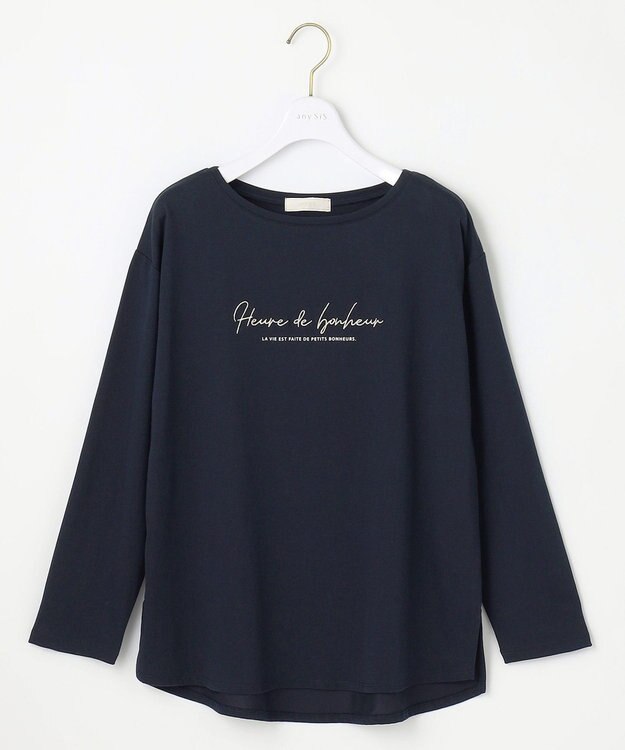 ANY SIS 【洗える】ラメ刺繍長袖 Tシャツ ネイビー