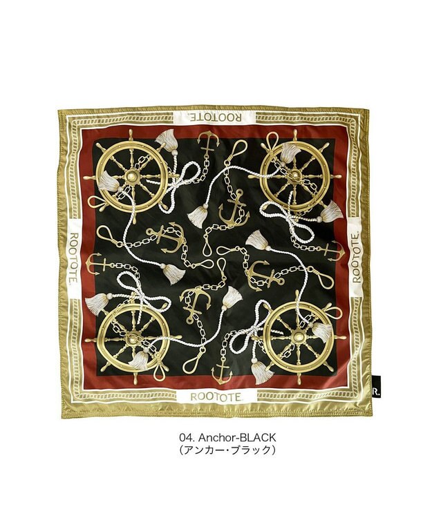ROOTOTE 3664【エコバッグになるチャームトート】LT.トール.スカーフ-A 04：アンカー・ブラック