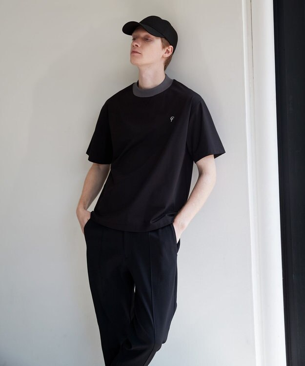 23区GOLF 【23Fondation/MEN】バイカラー モックネックシャツ 余裕のあるサイズ感 着疲れしない ブラック系