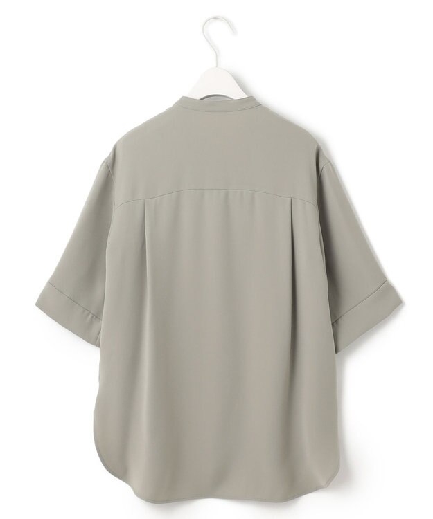 ICB 【UVカット・防シワ・洗える】ライトダブルクロス バンドカラーブラウス スモークグレー系