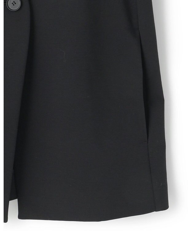 ICB 【洗える】コットンコンプレッシャー ノーカラージャケット ブラック系