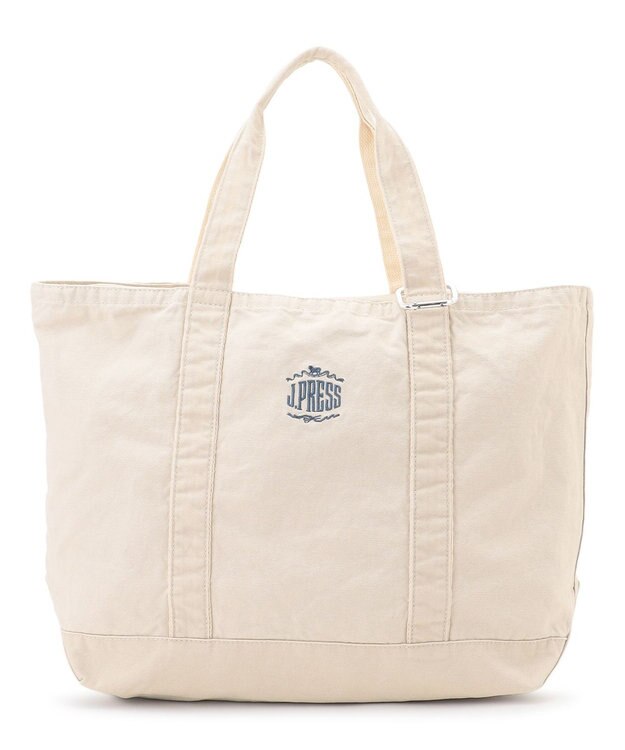 J.PRESS MEN コットンキャンバス オーバルトートバッグ アイボリー系