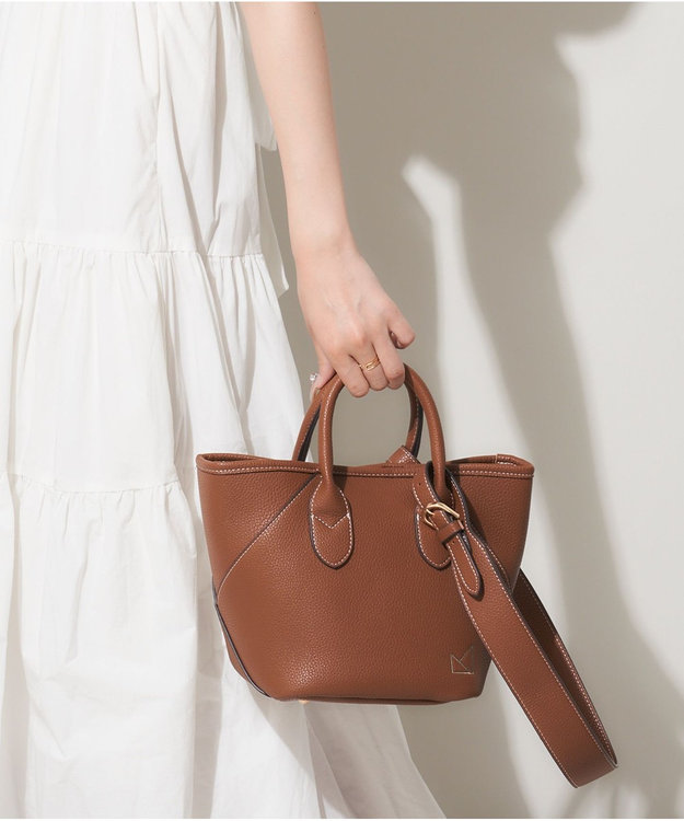 LA BAGAGERIE 【maison vert】 【シュリンク合皮・軽量】変形2WAYミニバッグ キャメル