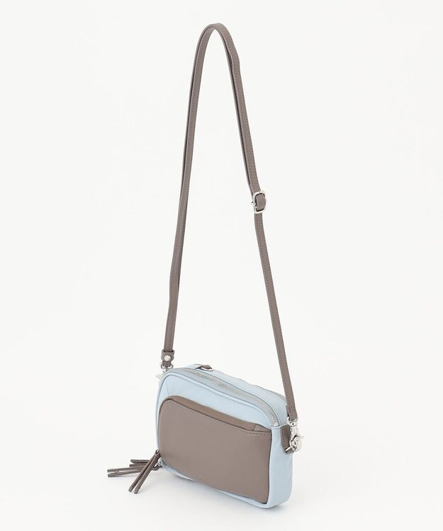 Y'SACCS ナイロン×リサイクルレザー　コンビマルチポシェット ライトブルー