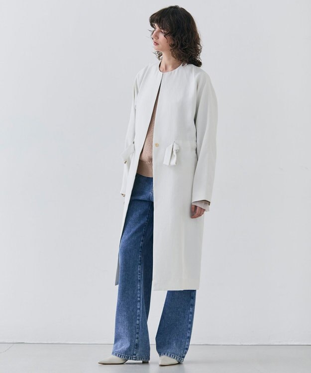 BEIGE， 【洗える】PORDIC / ノーカラードルマンロングコート Ecru