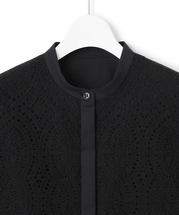 ICB L 【洗える】 レースコンビブラウス ブラック系